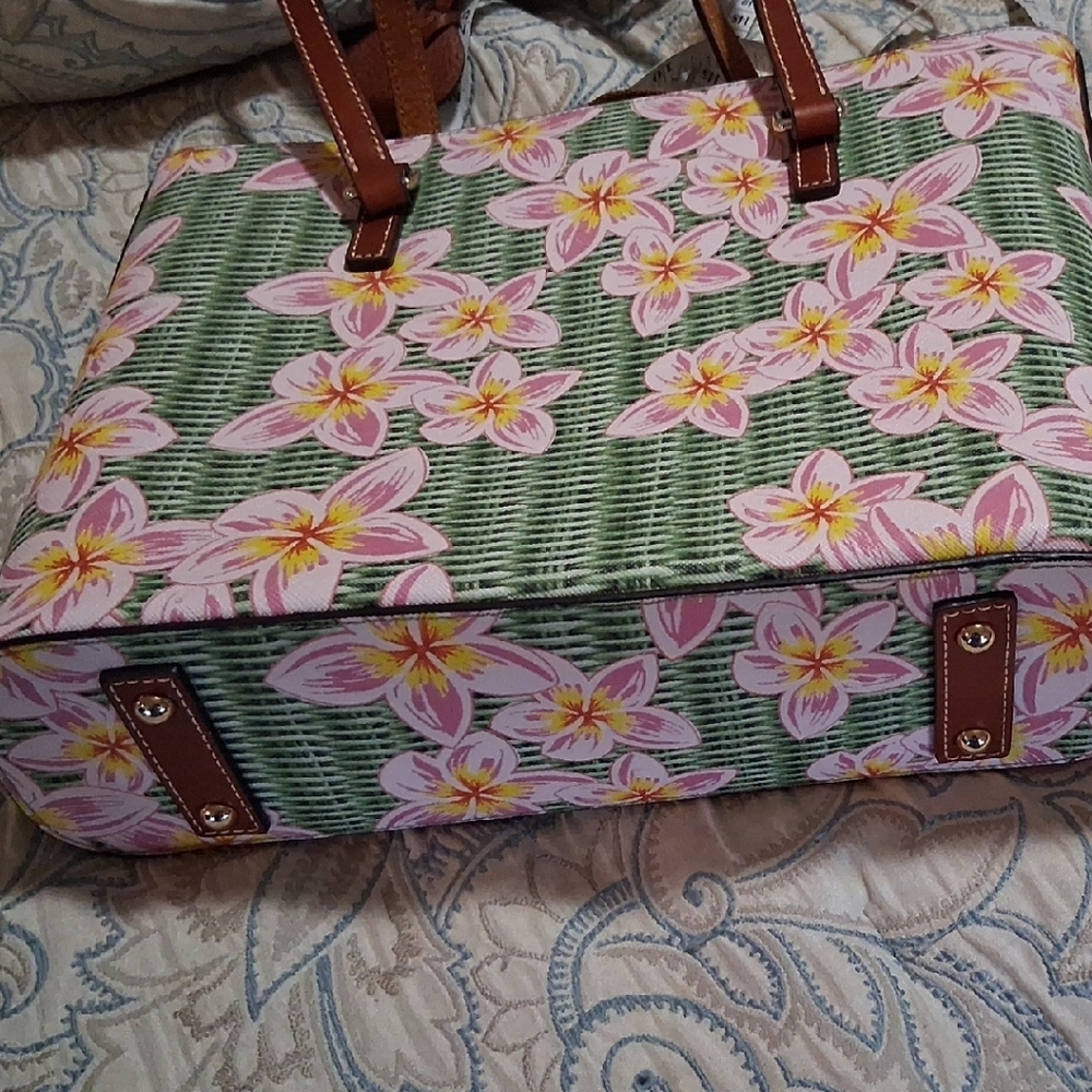 Dooney & Bourke Pink and Brown Floral Tote - Picture 2 of 4